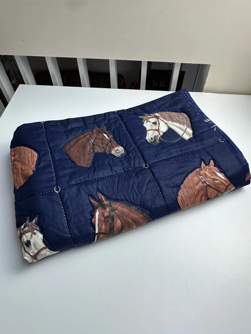 Horse Quilt Throw Blanket Cranston Equestrian Reversible Size 52 x 43 inches